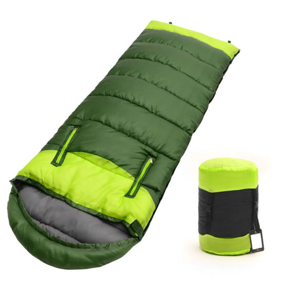 Outdoor spring and autumn season thick warm camping double couples can splice cotton sleeping bag