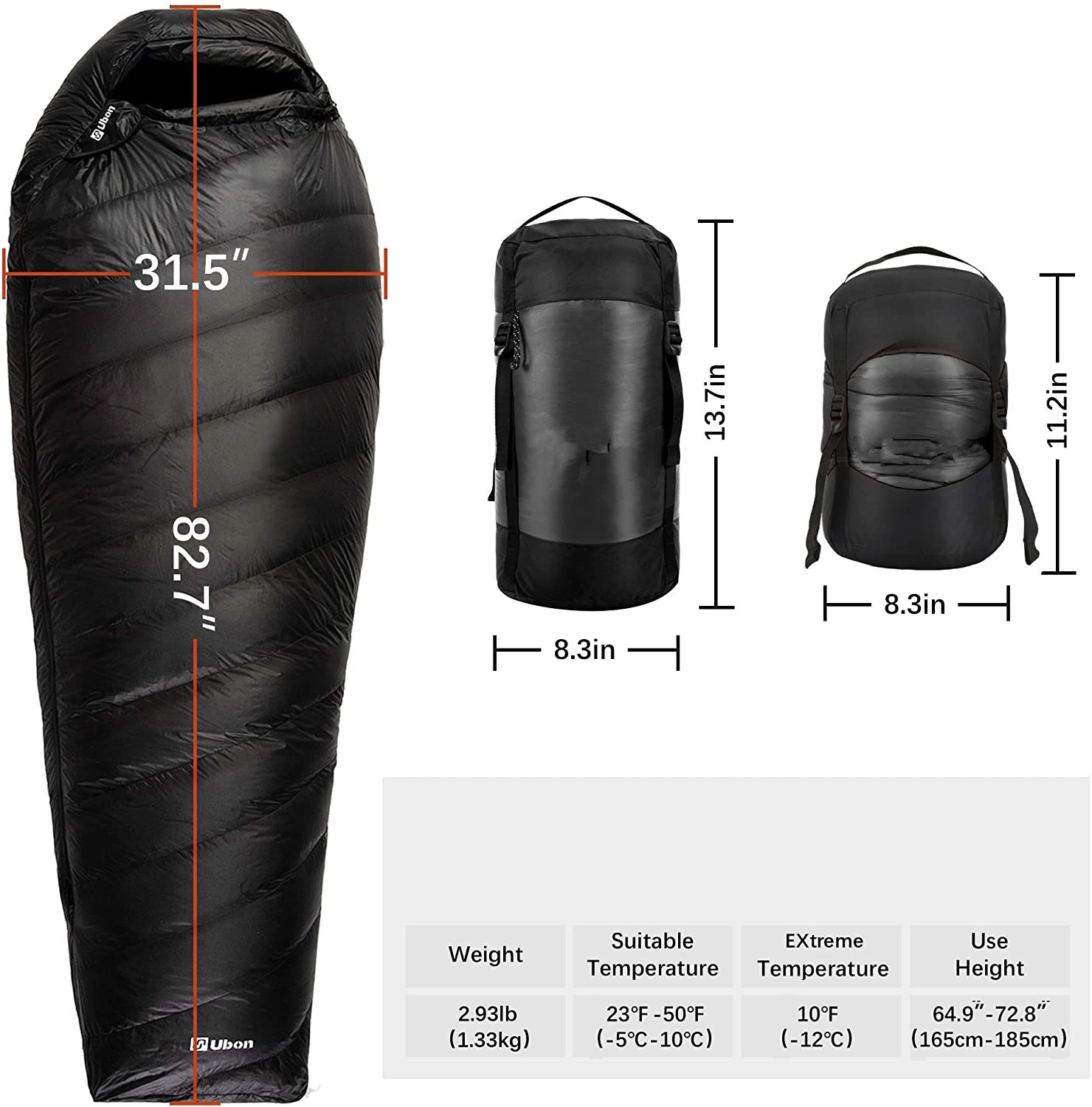  Outdoor Camping Hiking 800g Filling Duck Goose Down Sleeping Bag
