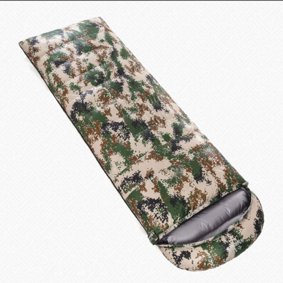  Autumn and winter thickened goose duck down envelope camouflage camping single sleeping bag