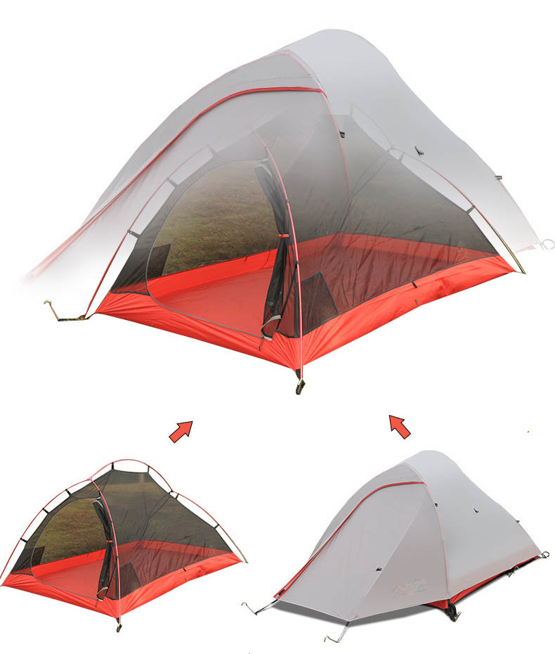 Cloud Up 2 Upgraded Ultralight 2 Man tent 20D nylon Double Layers Aluminum Pole Outdoor winter Camping Tent Cot