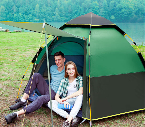 3-4 person hexagon multi-person automatic rainproof tent camping wild camping family leisure tent