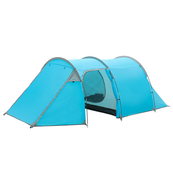Outdoor supplies 3-4 people double layer one room one hall tunnel tent camping hand rainproof tent