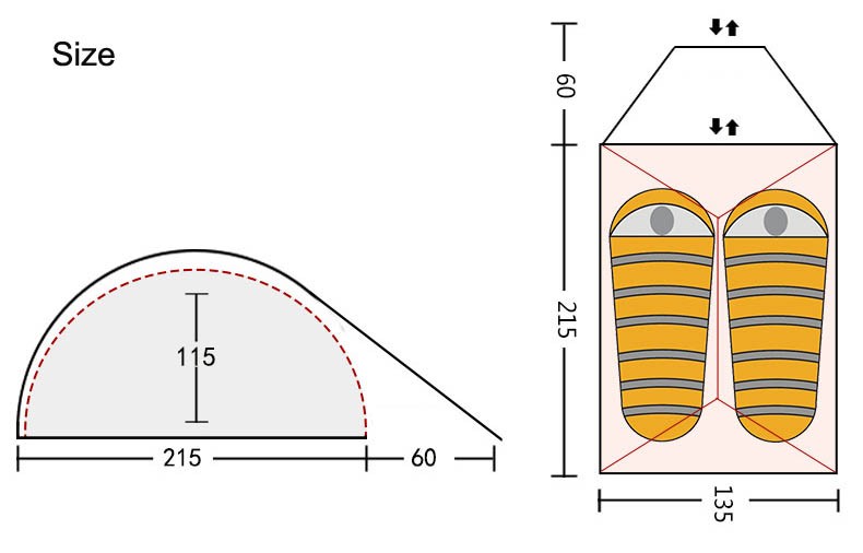 Cloud Up 2 Upgraded Ultralight 2 Man tent 20D nylon Double Layers Aluminum Pole Outdoor winter Camping Tent Cot