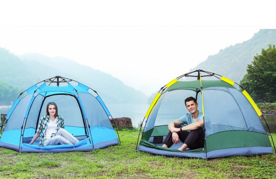 3-4 person hexagon multi-person automatic rainproof tent camping wild camping family leisure tent
