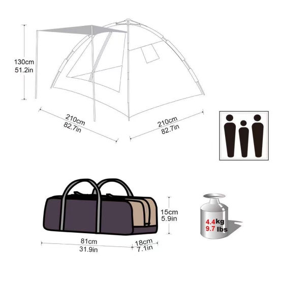 Good Supplier camping outdoor 3-4 person tents outdoor waterproof camping sleeping tent camping for sale