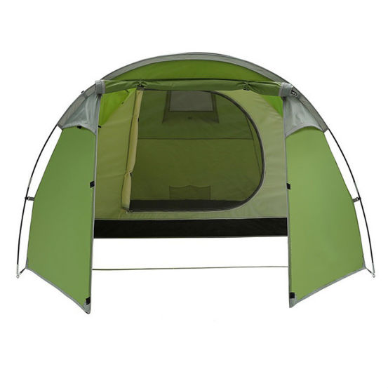 Outdoor supplies 3-4 people double layer one room one hall tunnel tent camping hand rainproof tent