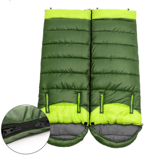 Outdoor spring and autumn season thick warm camping double couples can splice cotton sleeping bag