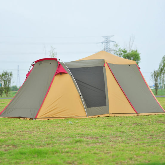 Outdoor tent camping 3-4 people double layer family travel camping multiplayer beach tent